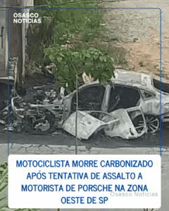 Motociclista morre carbonizado após tentativa de assalto a motorista de Porsche na Zona Oeste de SP