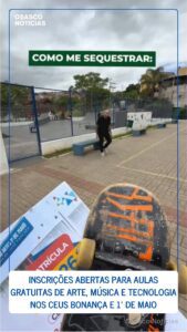 Inscrições abertas para aulas gratuitas de arte, música e tecnologia nos CEUs Bonança e 1º de Maio