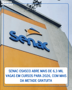Senac Osasco abre mais de 6,3 mil vagas em cursos para 2026, com mais da metade gratuita