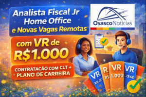 Analista Fiscal Jr Home Office e Novas Vagas Remotas com VR de R$ 1.000