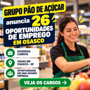 Grupo Pão de Açúcar anuncia 26 oportunidades de emprego em Osasco; veja os cargos