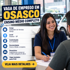 Unidas abre vaga de emprego em Osasco para quem tem Ensino Médio completo